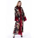 Women Floral Velvet Line Cardigan Robe