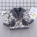 Patterned  Warm V-Neck Cotton Fur Coat