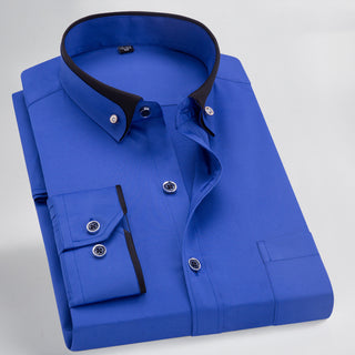 Buy dark-blue Men Long Sleeved Fancy Dress Shirt