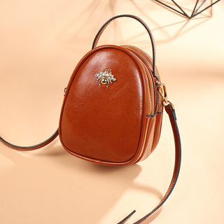 Buy brown Insect-Clip Hard Leather Crossbody Bag