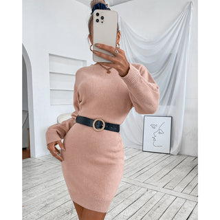 Women Crew Neck Sweater Dress