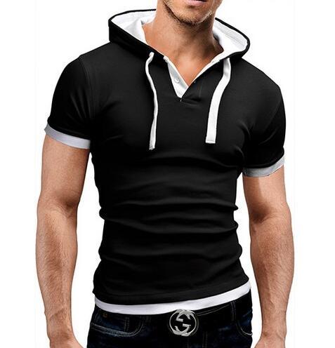 Men Polo Short Sleeve Hooded Shirt