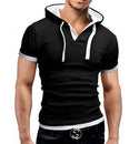 Men Polo Short Sleeve Hooded Shirt