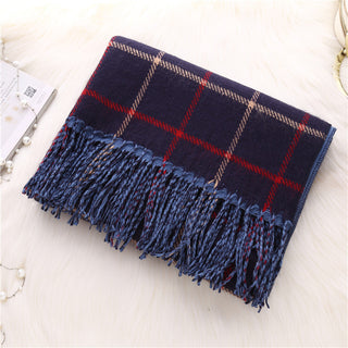 Women Double-Sided Plaid Scarf