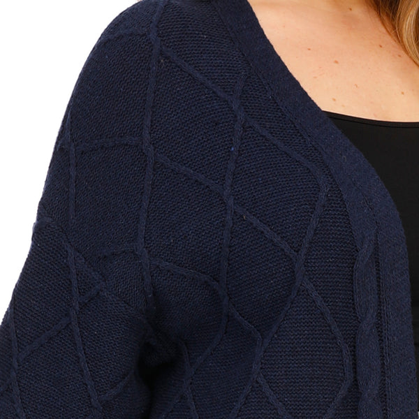 Plus Size Weaved Blue Cardigan