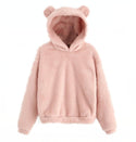 Women Soft Fur Plain Hoodie