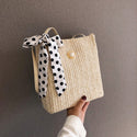 Women Silk Bow Straw Bag