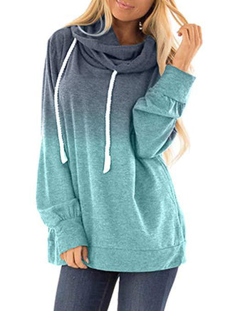 Buy turquois Women Multi-Colored Gradient Hoodie