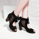 Women Bow Strap Hallow Heeled Sandals