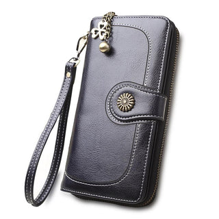 Buy black Women Floral Split Long Leather Wallet