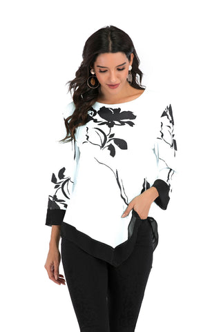 Buy white Women Floral Black White Blouse