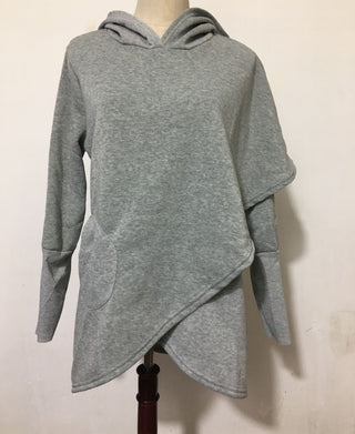 Buy gray Women Loose Cotton Shawl Hoodie