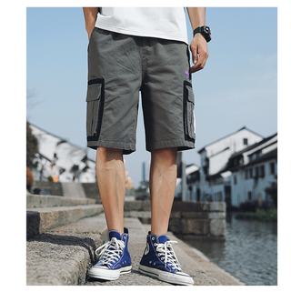 Buy grey Men Tide Brand Loose Overalls Shorts