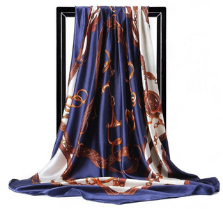 Buy blue Women Carriage-Chain Patterned Scarf and Shawl