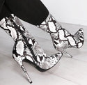 Stiletto Serpentine Pointed Heeled Boots