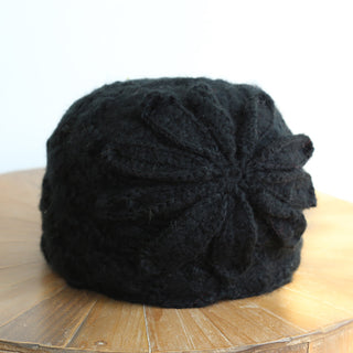 Buy black Women Knitted Woolen Floral Hat