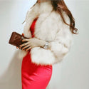 Women Stand Collar Fur Slim Jacket