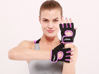 Buy black-purple Unisex Breathable Non-slip Half Gloves