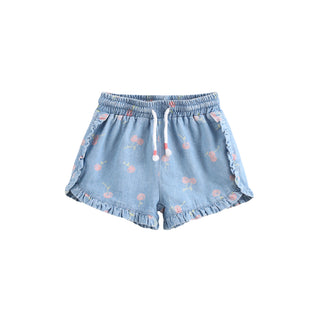 Cotton Cherry Denim Shorts