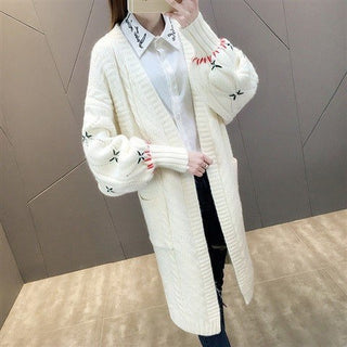 Buy white Patterned Knitted Long Sleeved Cardigan