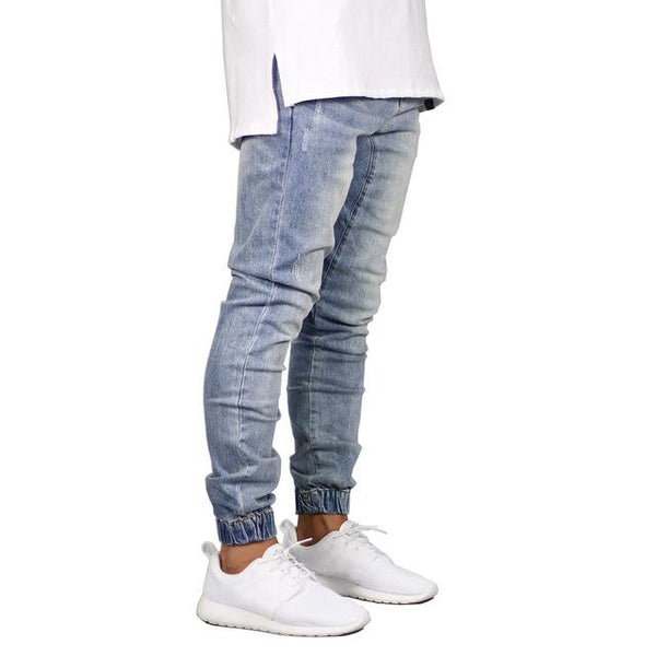 Men Scratched Stretchable Jeans