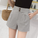 High Waist Plaid Wide-leg Shorts