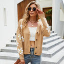 Loose Floral Knitted V Neck Cardigan Sweater