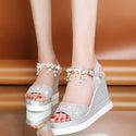 Hanging Strap Sparkly Wedge Platform Sandals