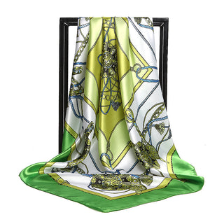 Buy green Women Printed Square Silk Scarf