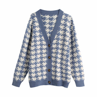 Buy blue Women V Neck Cardigan Sweater