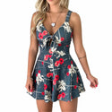 Suspenders Chest Bow Tie Printed Loose Jumpsuit