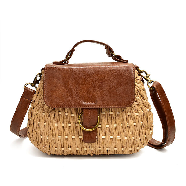 Women Antique Woven Messenger Straw Bag