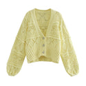 Mesh Hallow V Neck Cardigan Sweater