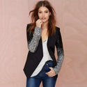 French Ruffle Blue Wave Sleeve Blazer