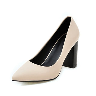 Buy beige Women High Quality PU Leather Heels