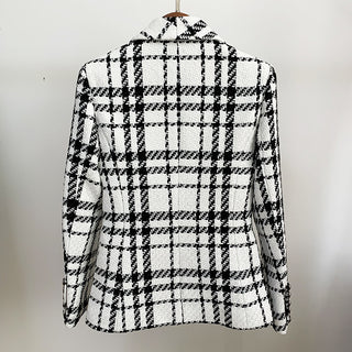 Plaid Wool Double-breasted Blazer