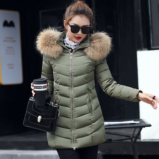 Buy green Slim Cotton-Padded Hooded Winter Jacket