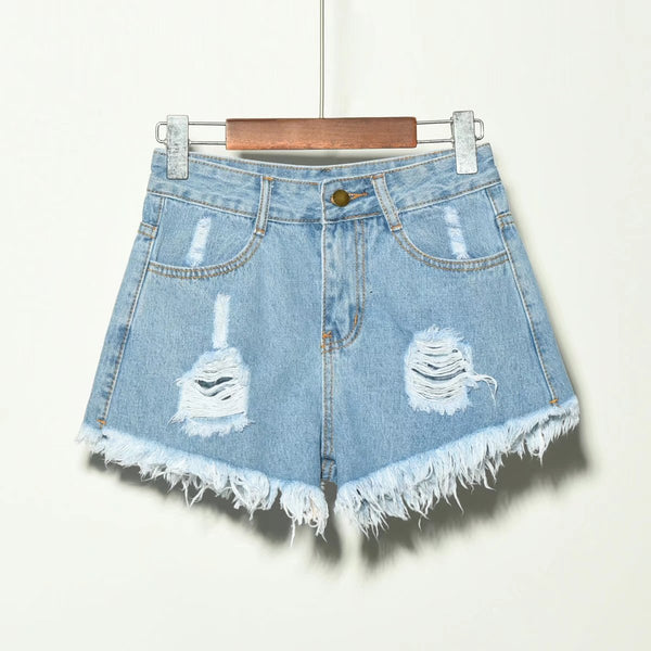 Ripped Denim Frayed Shorts