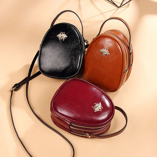 Insect-Clip Hard Leather Crossbody Bag