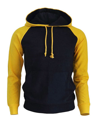 Buy yellow-black Men Velvet Raglan Sleeve Hoodie