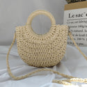 Circular Handled Carryon Straw Crossbody Bag