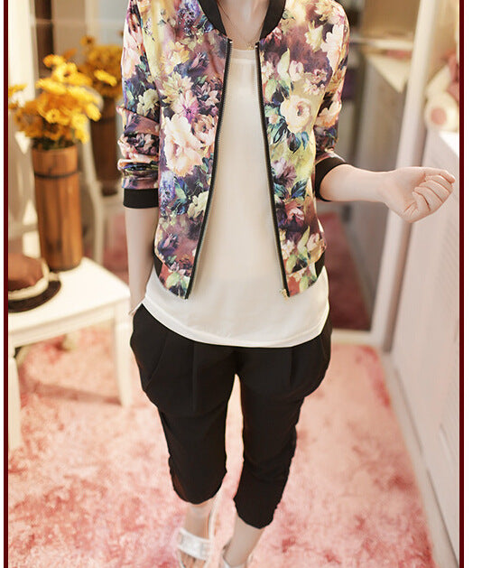 Women Floral Printed Bomber Jacket