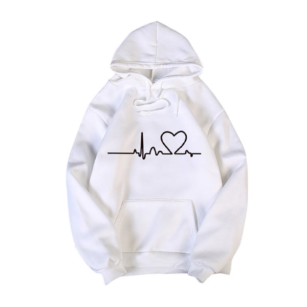 Women Heartbeat Drawstring Hoodie