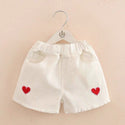 Embroidered Heart Denim Shorts