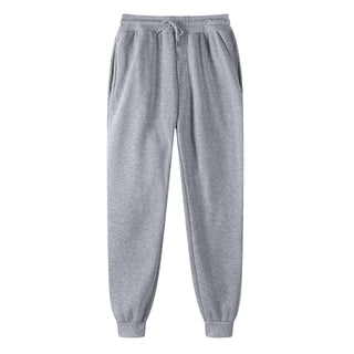 Buy light-grey Unisex Cotton Solid Color Mid Waist Sweat Pants