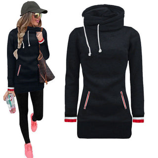 Buy black Long Sleeve Pullover Slim Fit Lengthened Hoodie