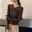 Knitted Lapel Collar Cardigan Sweater