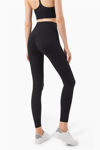 Buy black Double Line High Waist Nylon Leggings