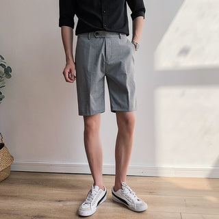 Buy gray Men Business Casual Striped Shorts