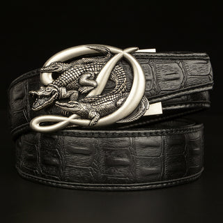 Buy b Patterned Real Cowhide Automatic Buckle Belt